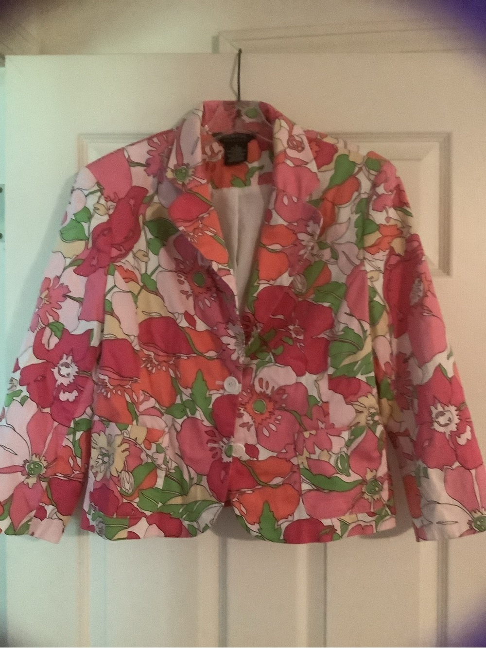 George Pink Floral Blazer with Green Accents